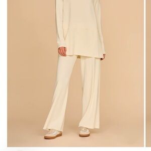 Cream High-Waisted Wide Leg Pants